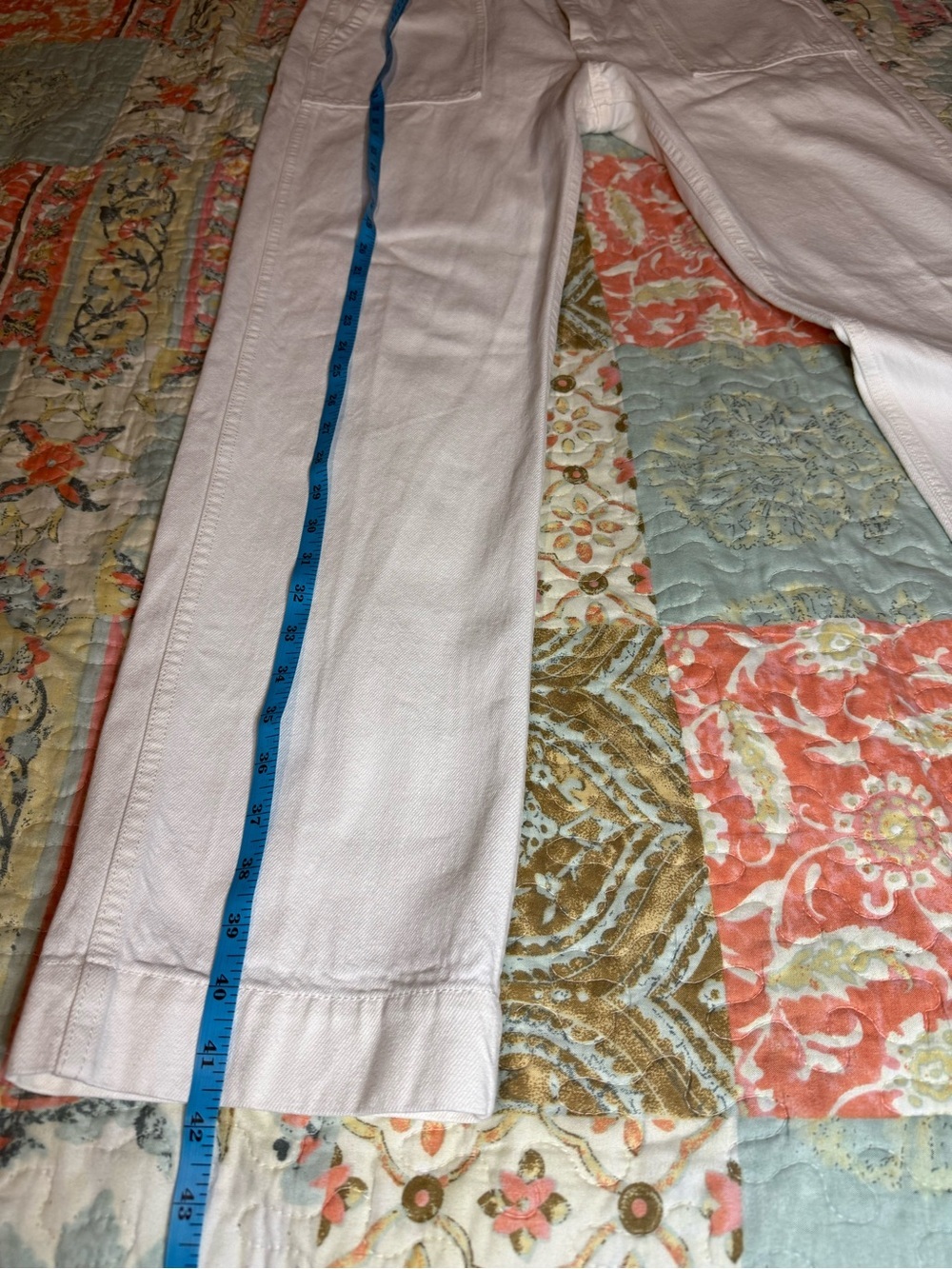 Denim Forum White Straight Leg High-Rise Jeans Preppy The John Highrise Loose - Picture 7 of 13